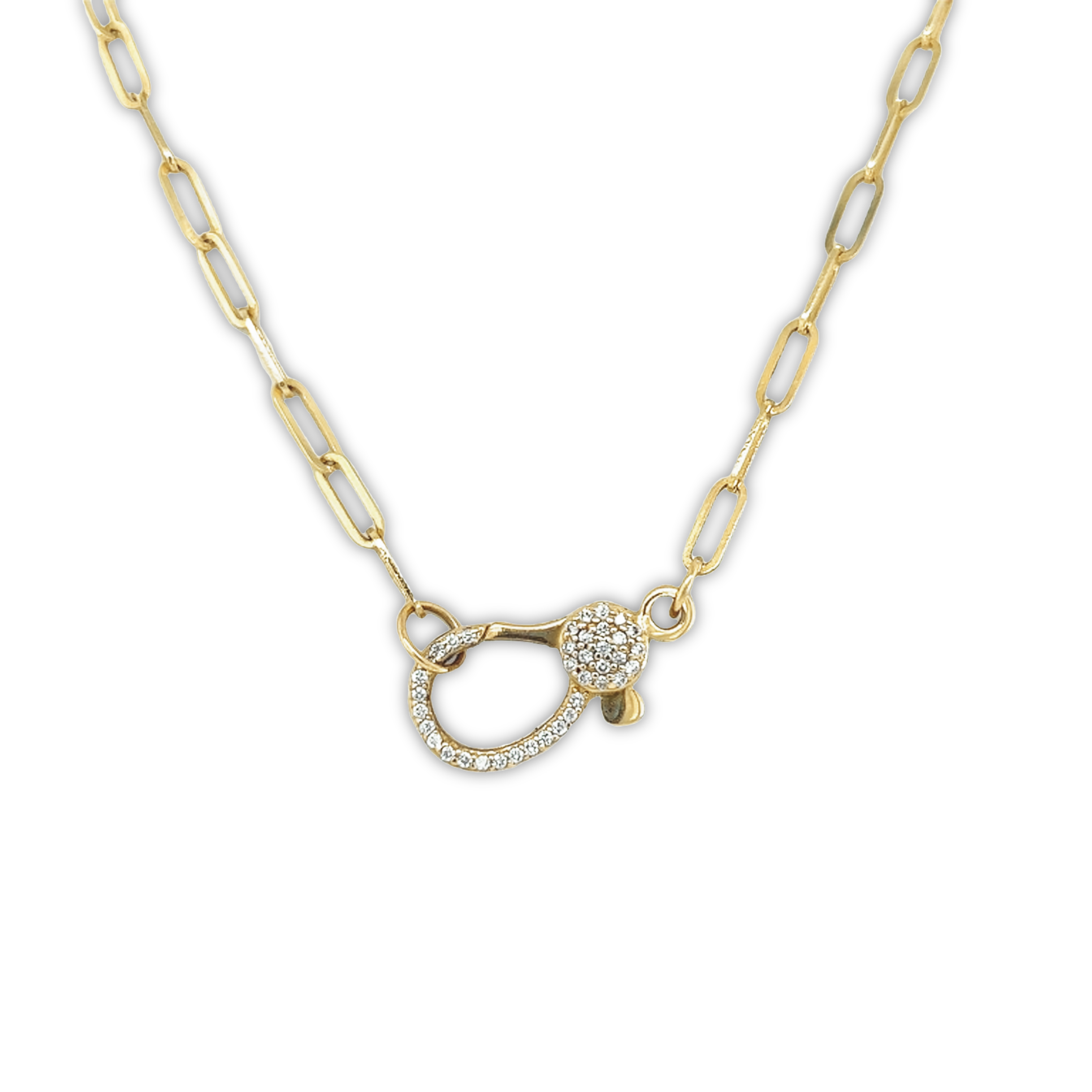 Featured image for “Small Paperclip Chain with Pavé Diamond Lobster Clasp”