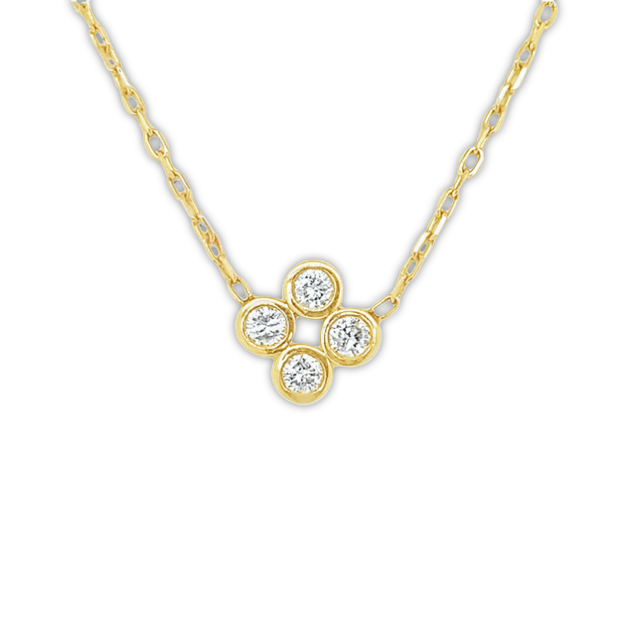 Featured image for “Bezeled Diamond Clover Necklace”