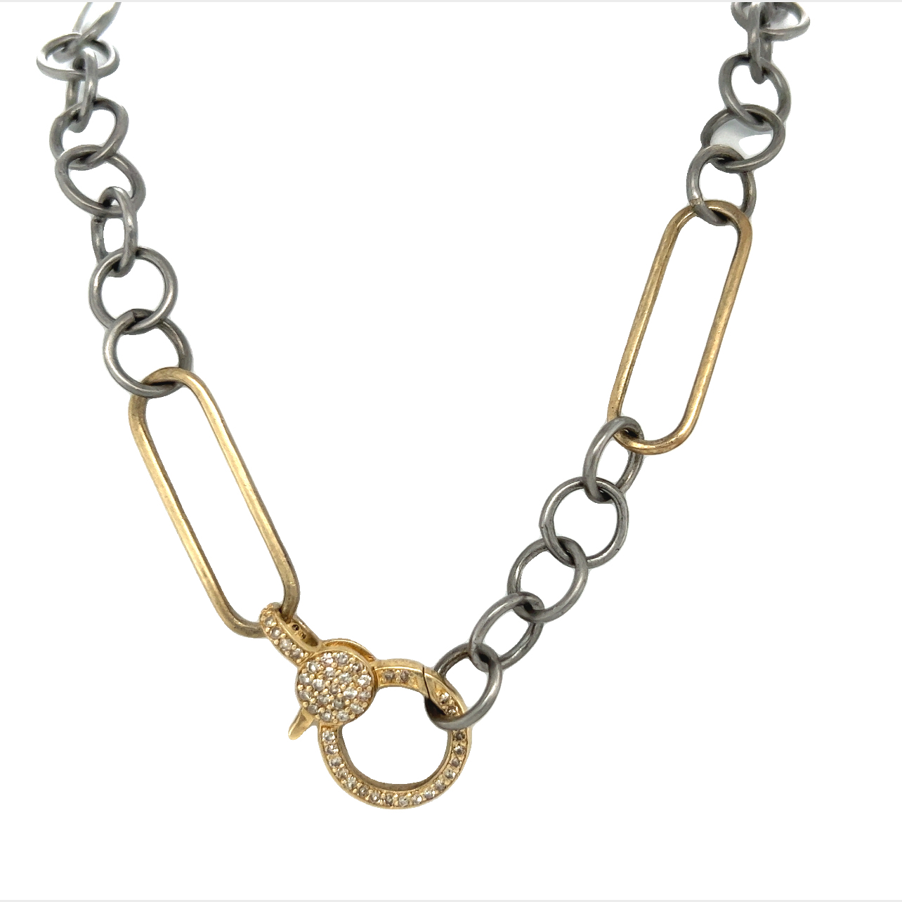 Featured image for “Chunky Two Tone Chain with Pavé Diamond Clasp”