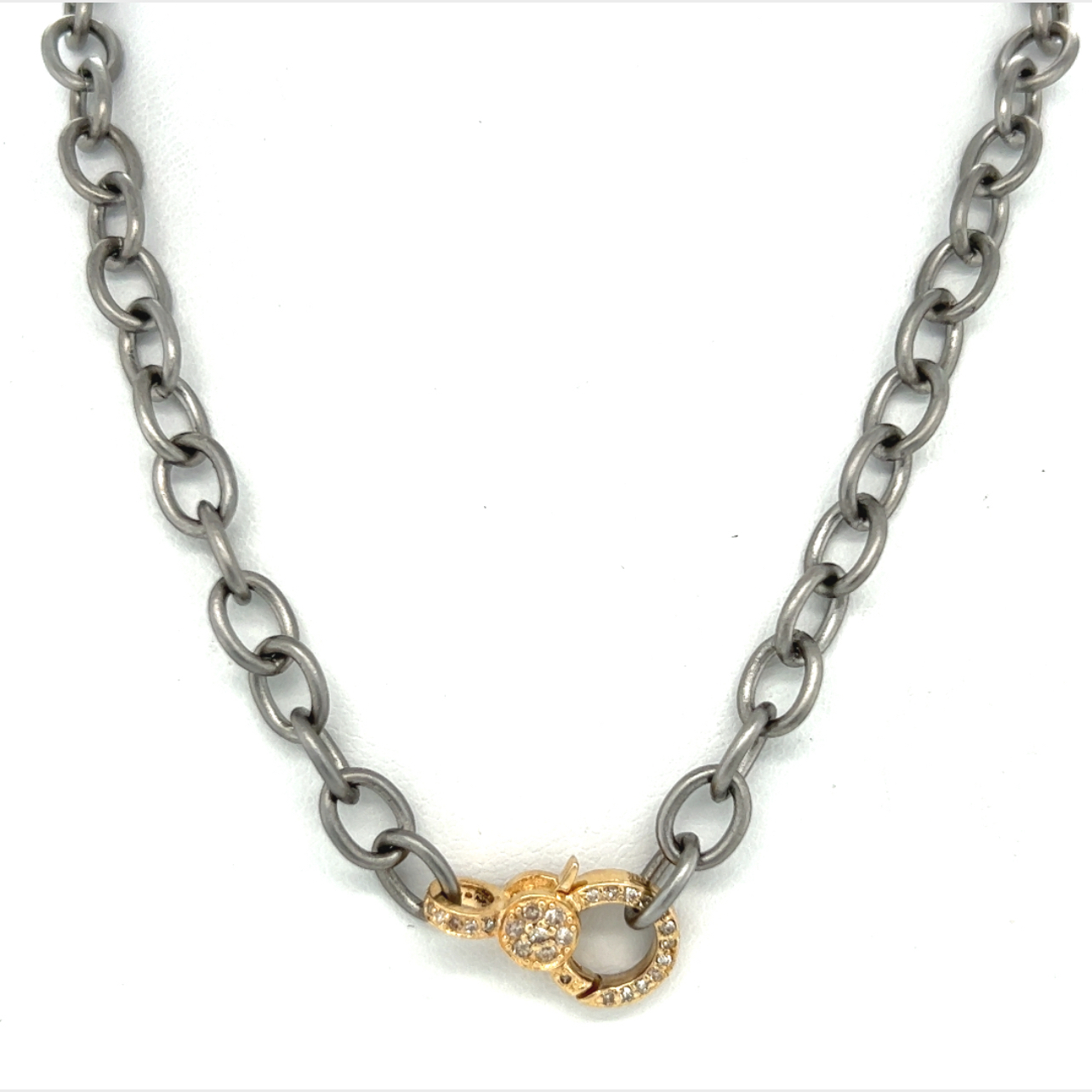 Featured image for “18 Inch Oxidized Chain with 14 Karat Gold Clasp”