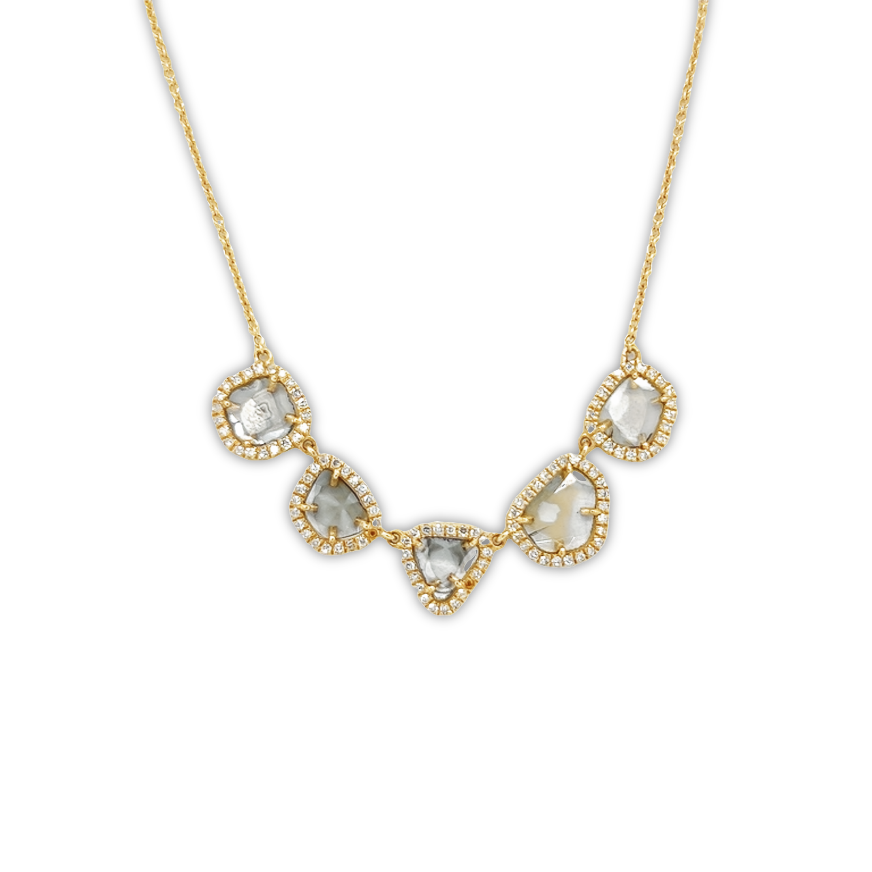 Featured image for “Champagne Diamond 5 Slices Necklace”
