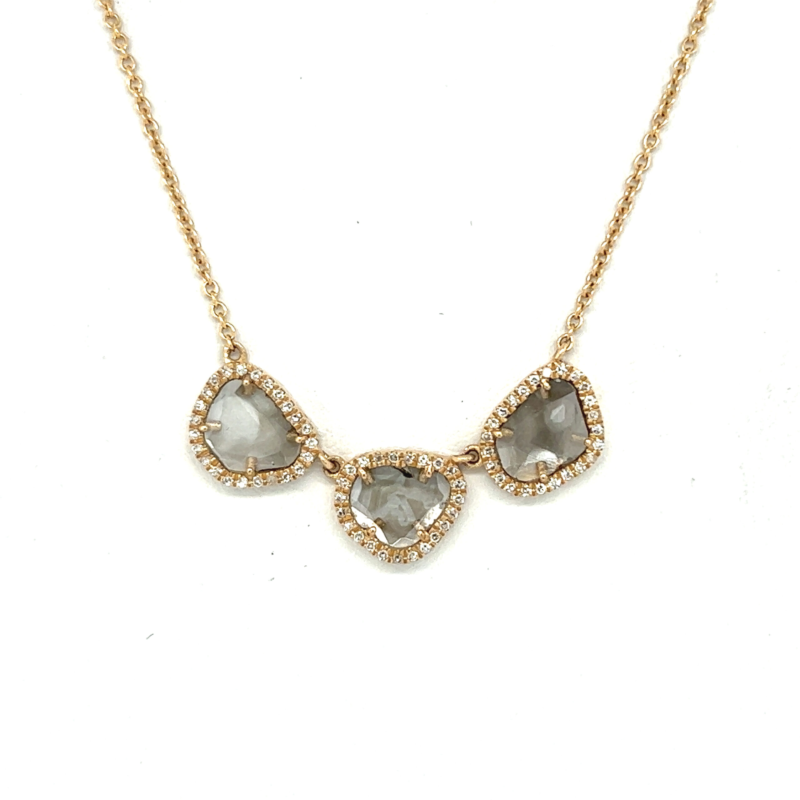 Featured image for “Champagne Diamond 3 Slices Necklace”