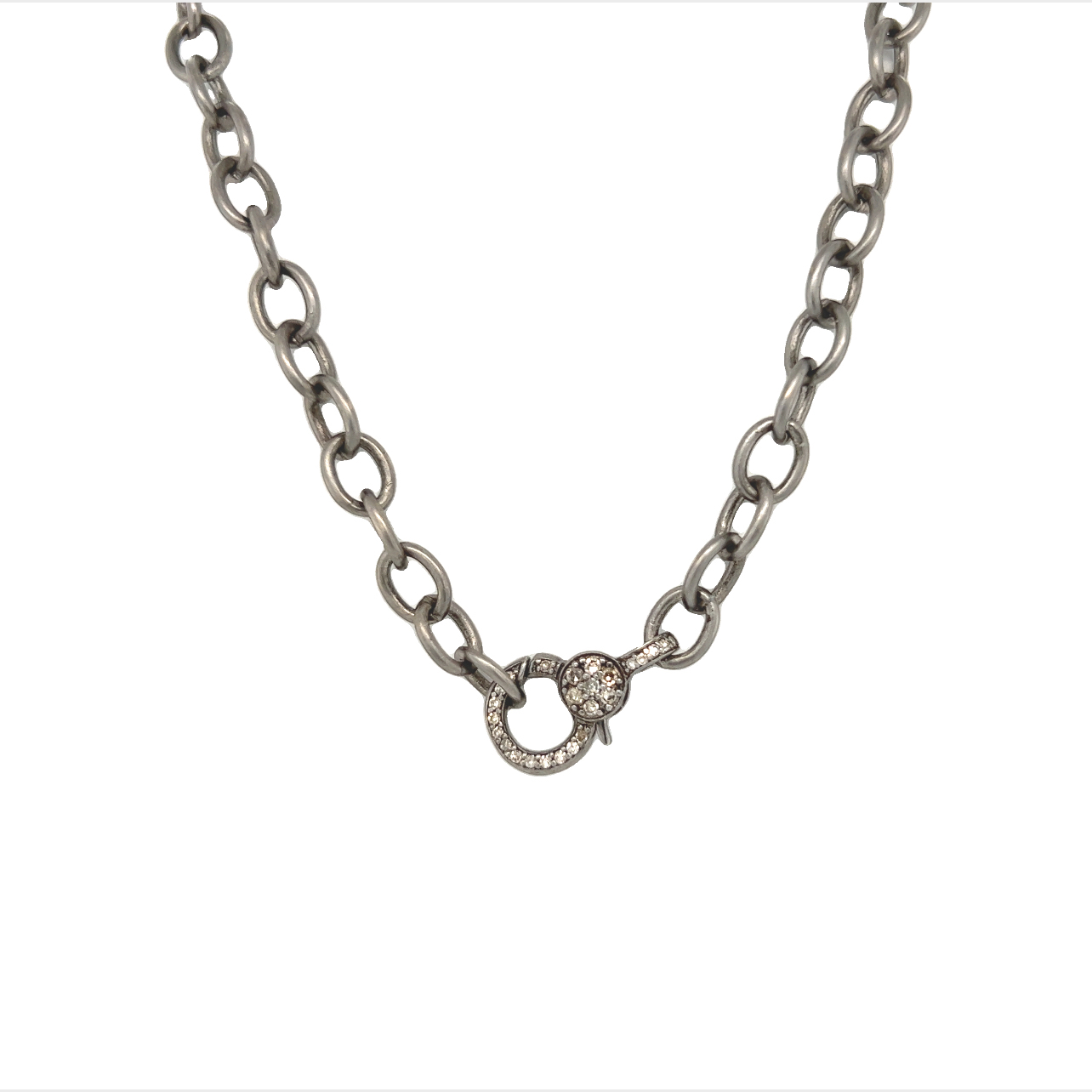 Featured image for “Oxidized Chain with Small Pavé Diamond Clasp”