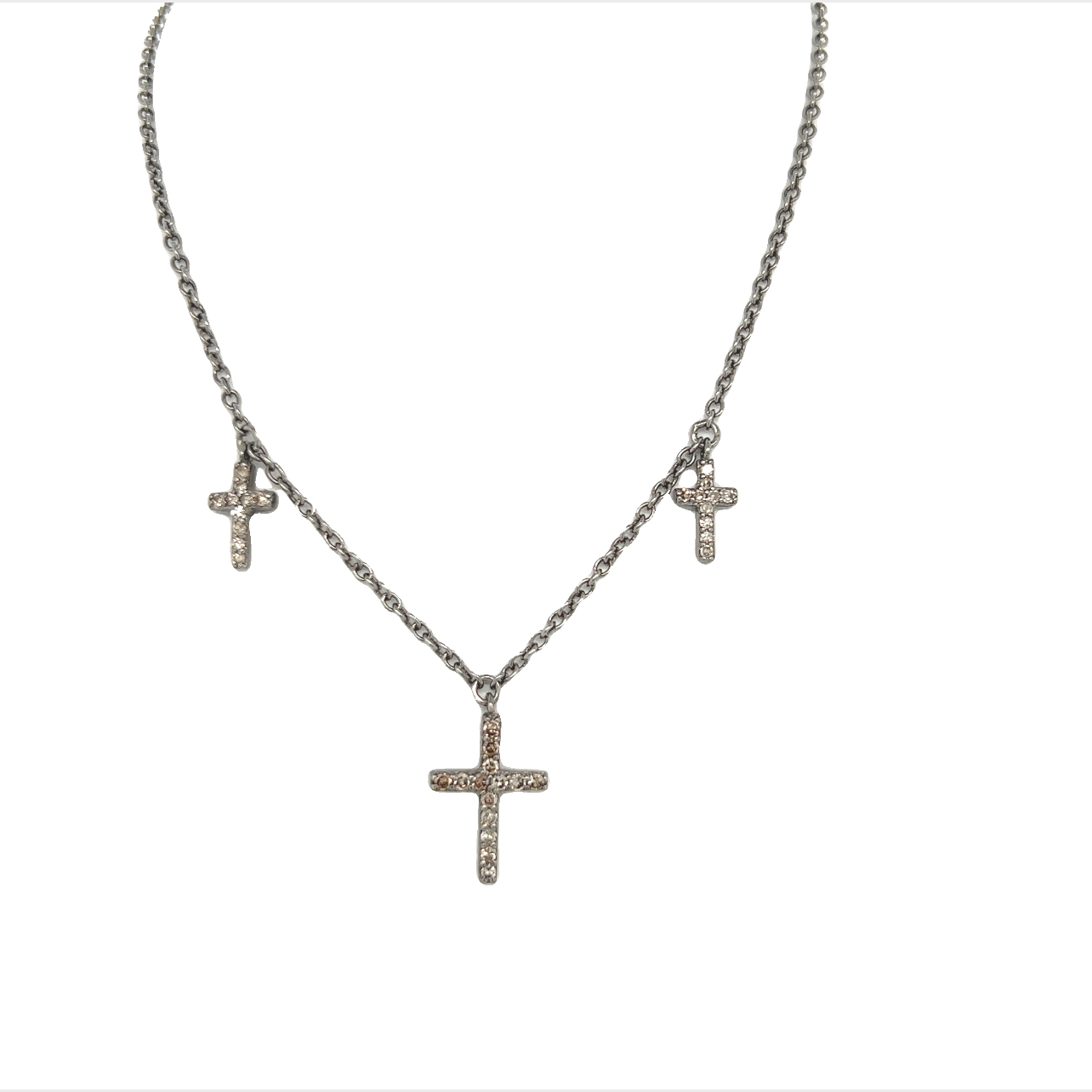 Featured image for “3 Cross Oxidized Necklace”