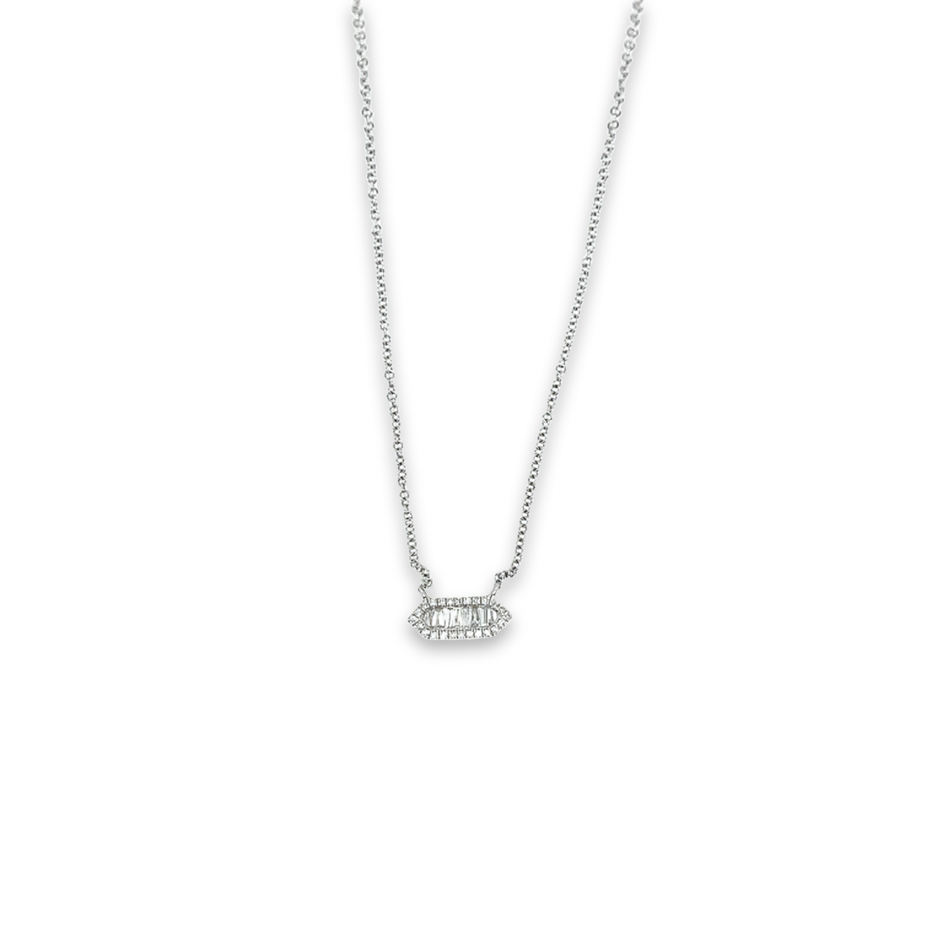 Featured image for “White Diamond Baguette Necklace”