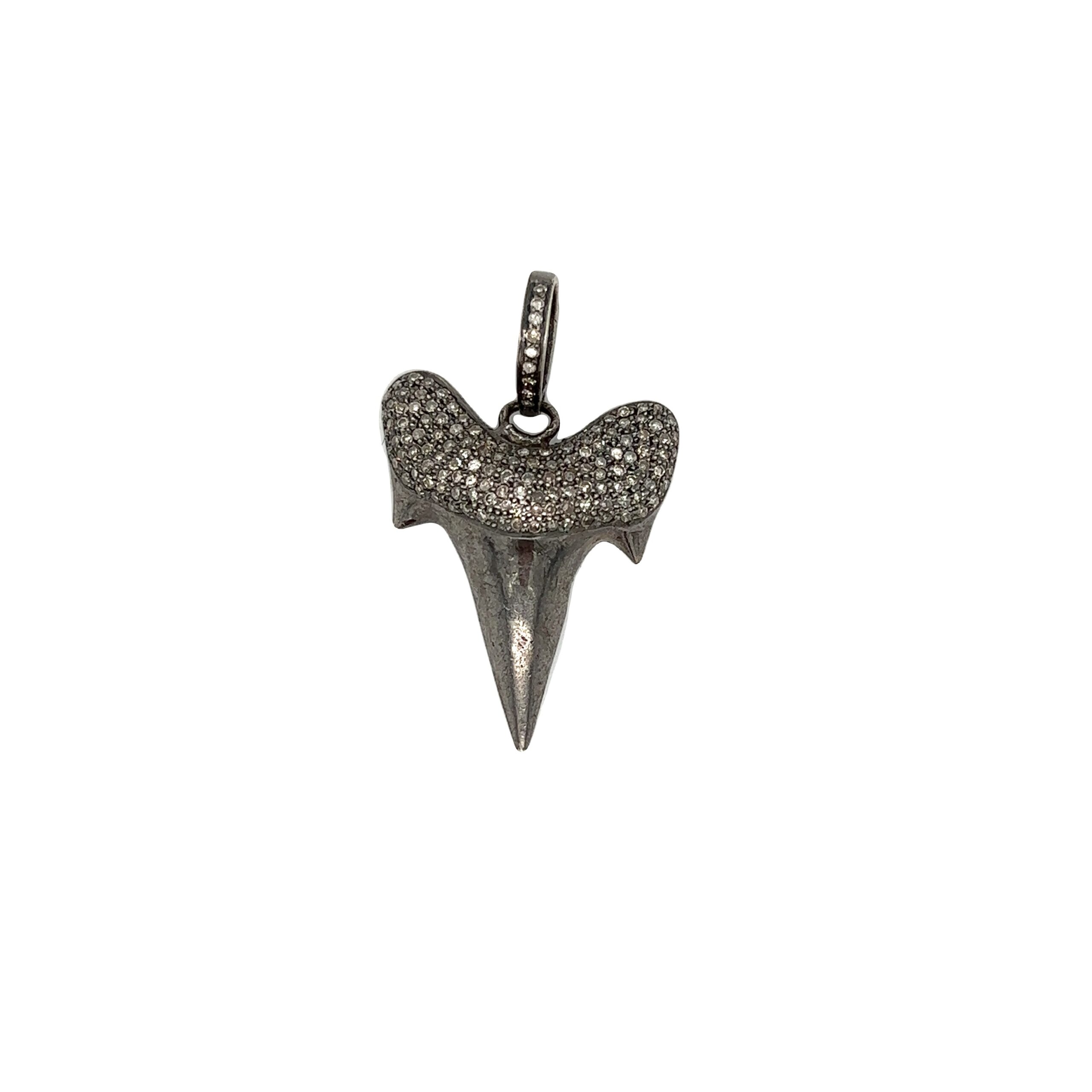 Featured image for “Oxidized Diamond Sharks Tooth Pendant”