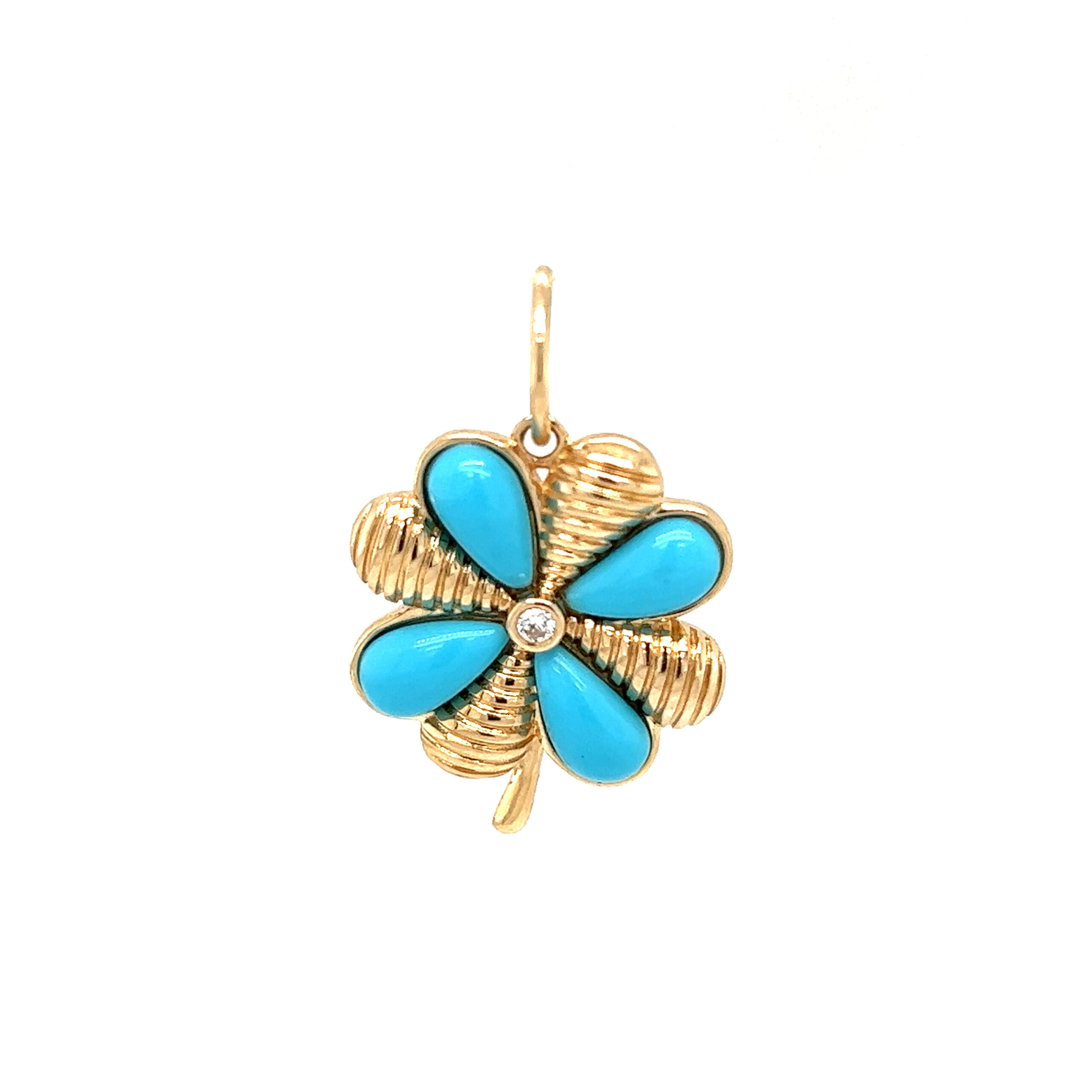 Featured image for “Turquoise and Gold Flower Pendant”