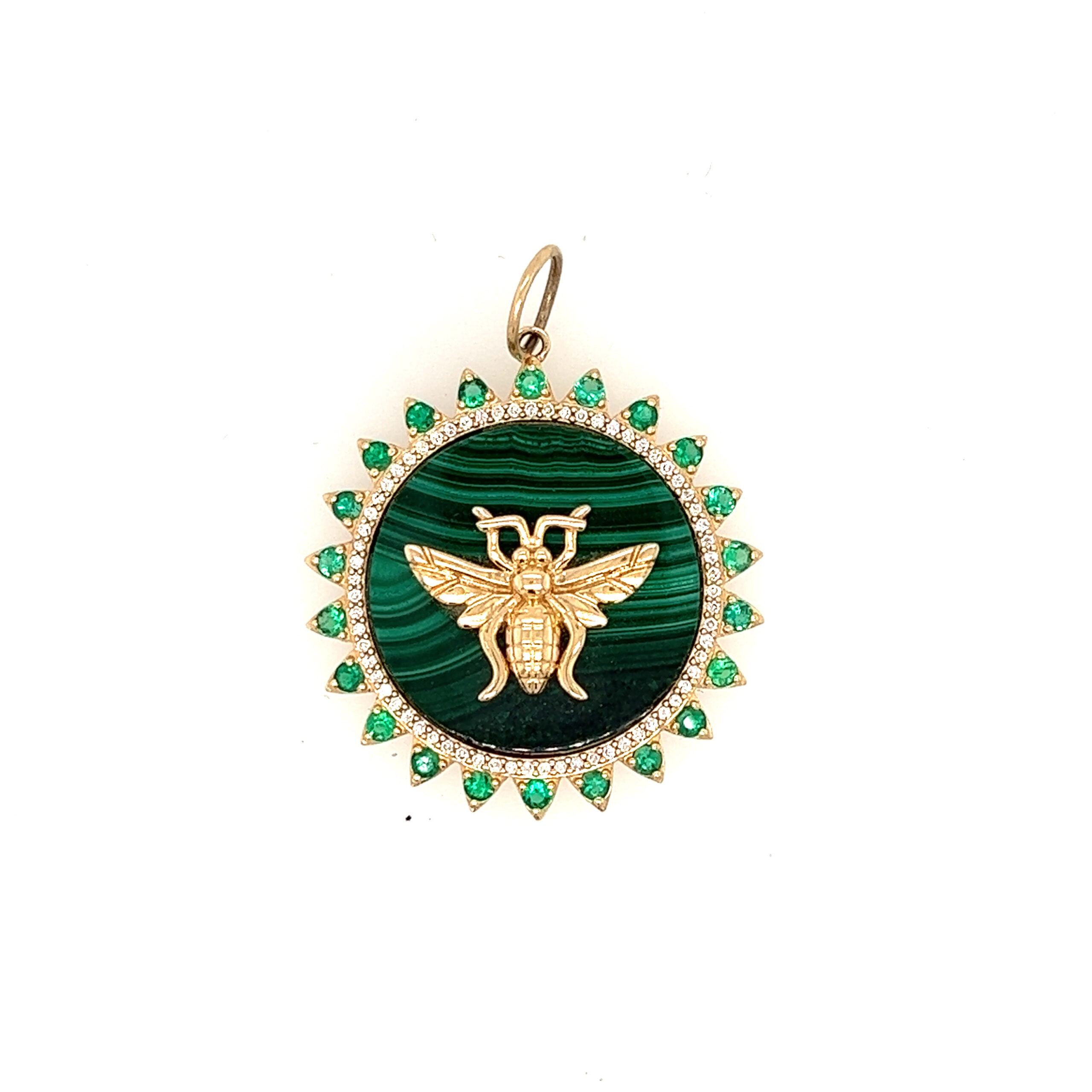 Featured image for “Malachite and Emerald Bee Pendant”
