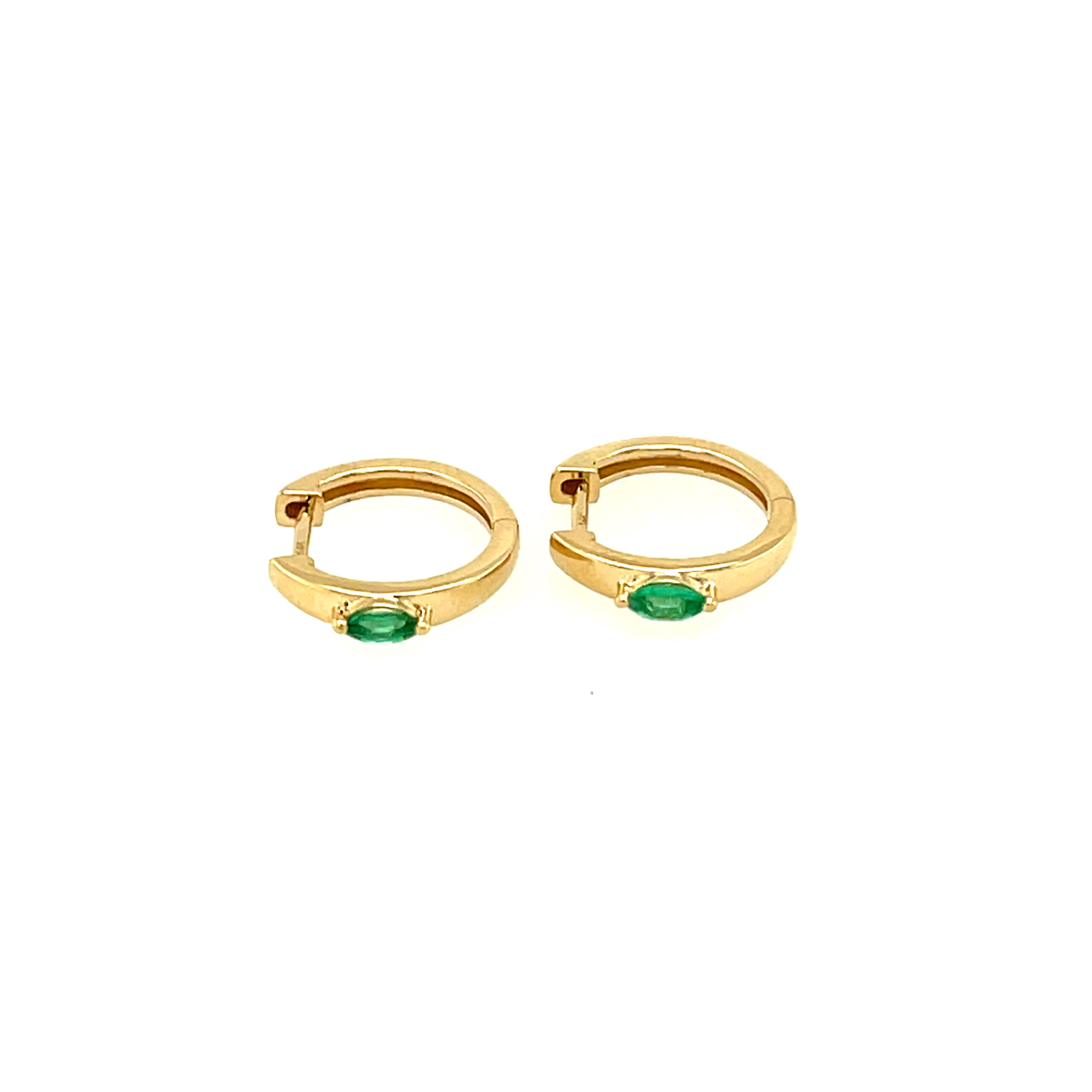 Featured image for “Small Hoops with Emerald Baguettes”