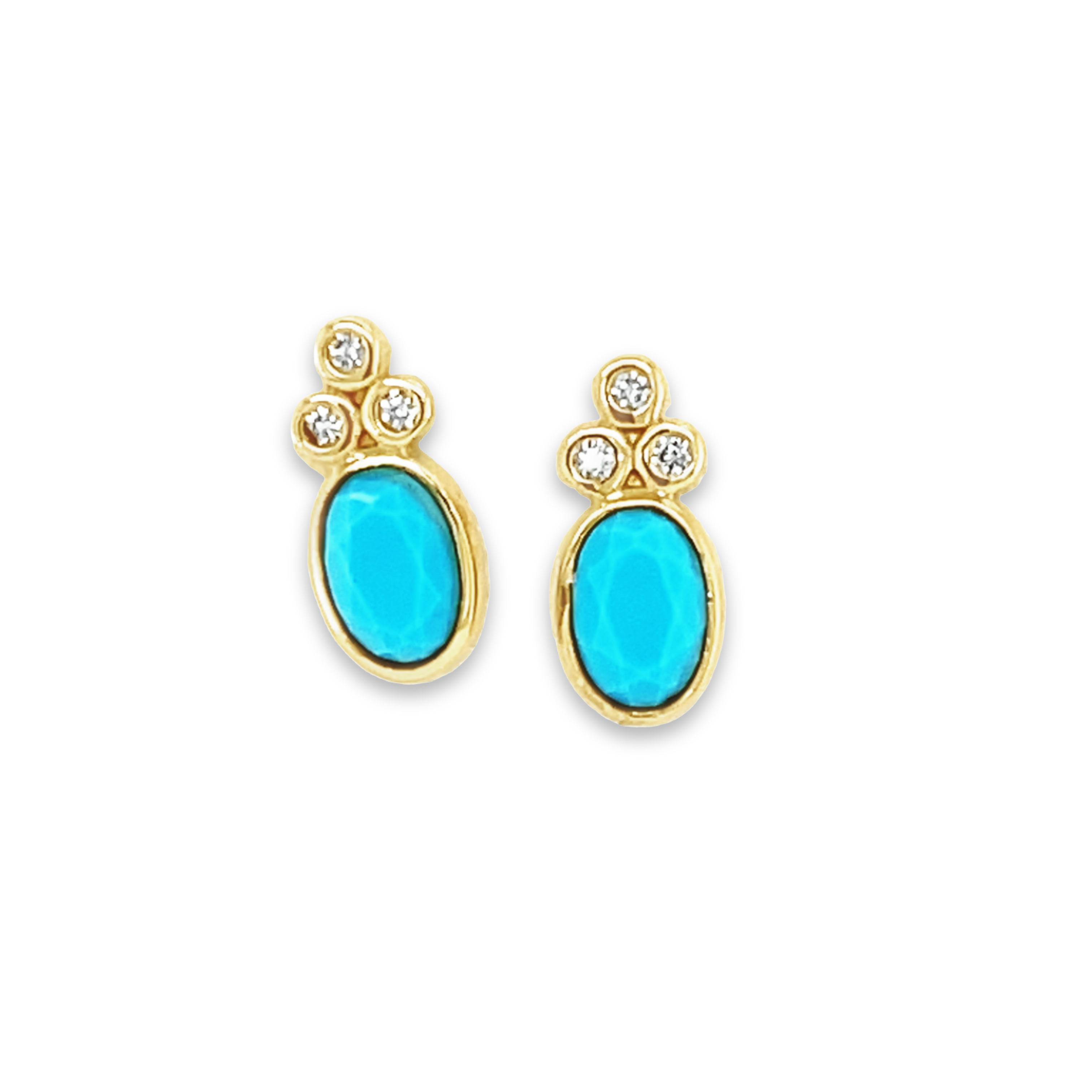 Featured image for “Bezeled Diamond Embellished Turquoise Earrings”