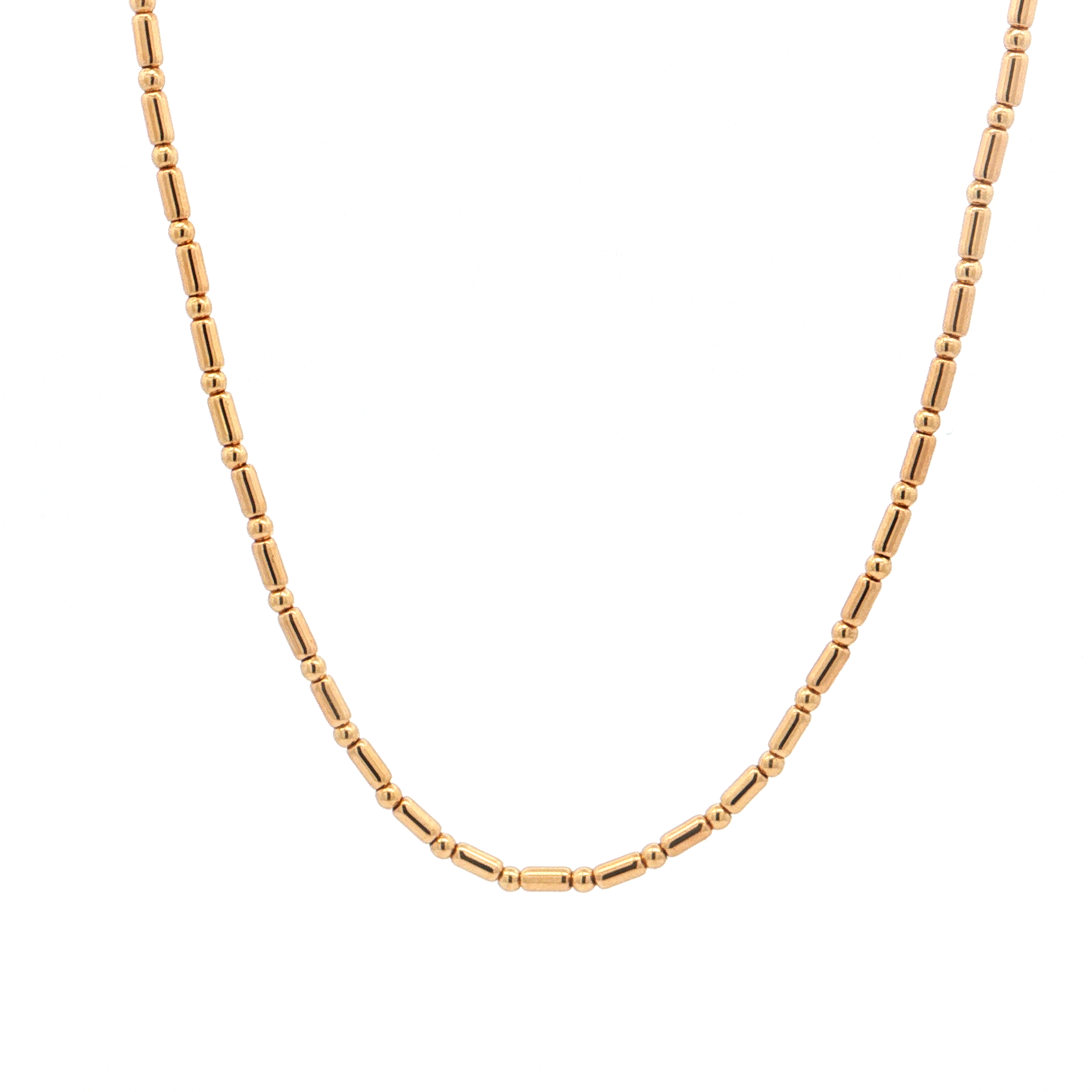 Featured image for “Alternating Bar and Bead Chain Necklace in Yellow Gold”