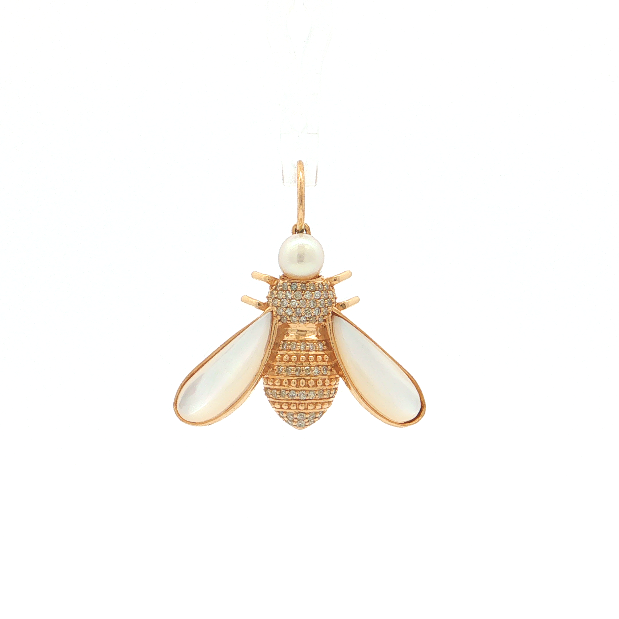 Featured image for “Yellow Gold Pearl and Pave Bee Pendant”