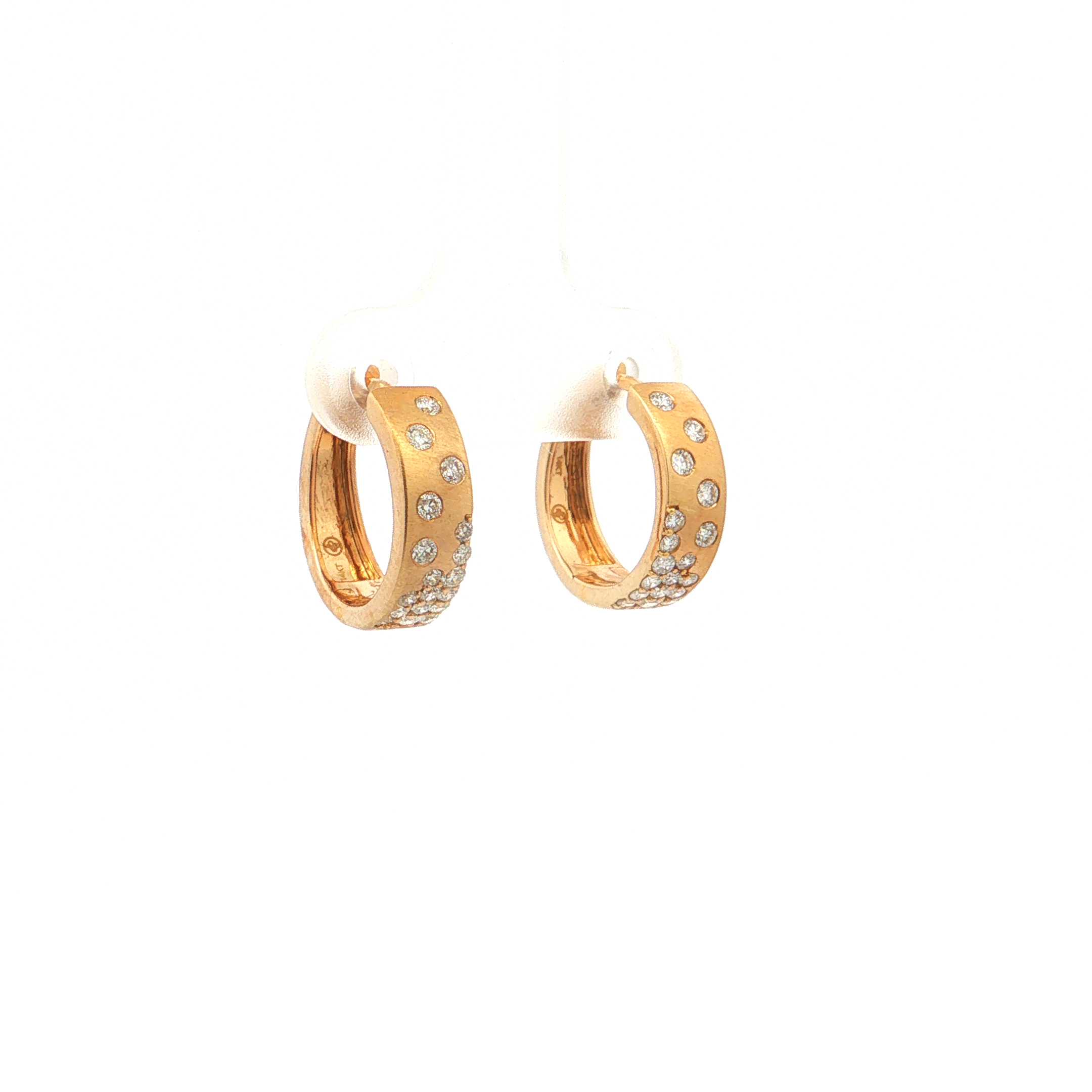Featured image for “Matte Yellow Gold Scattered Diamond Hoop Earrings”