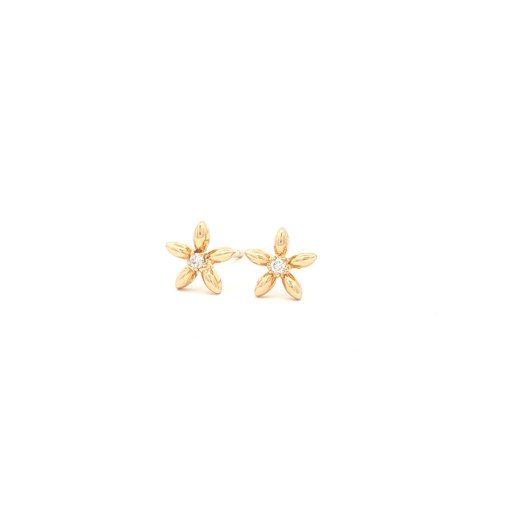 Featured image for “Yellow Gold Diamond Floral Stud Earrings”